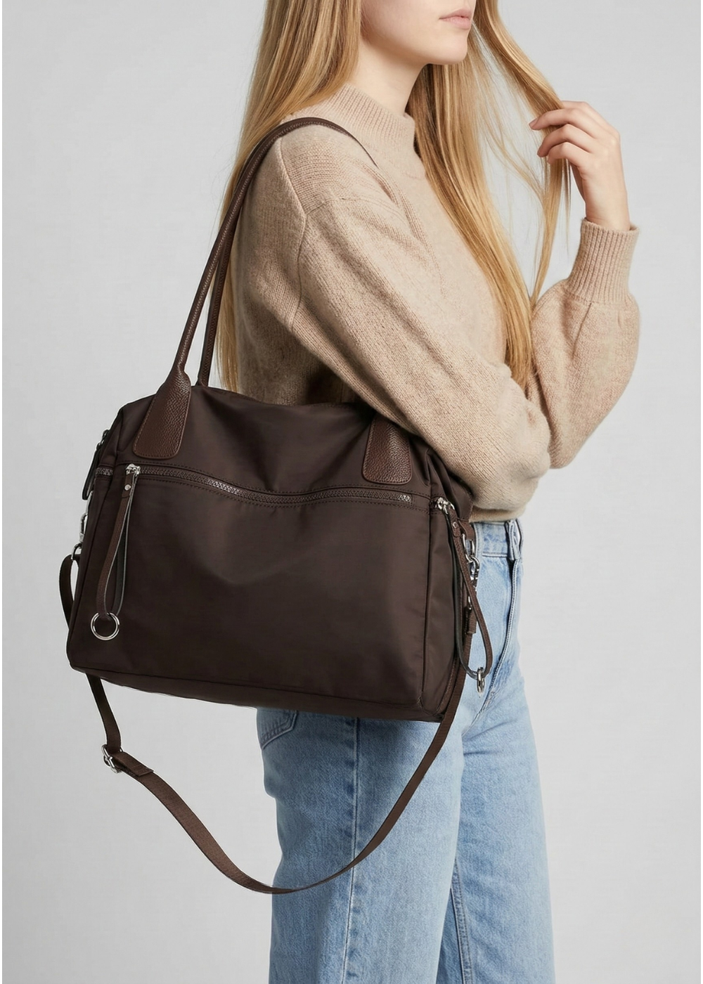 Thermabuild | Brown Nylon Tote Bag for School – Warm & Durable
