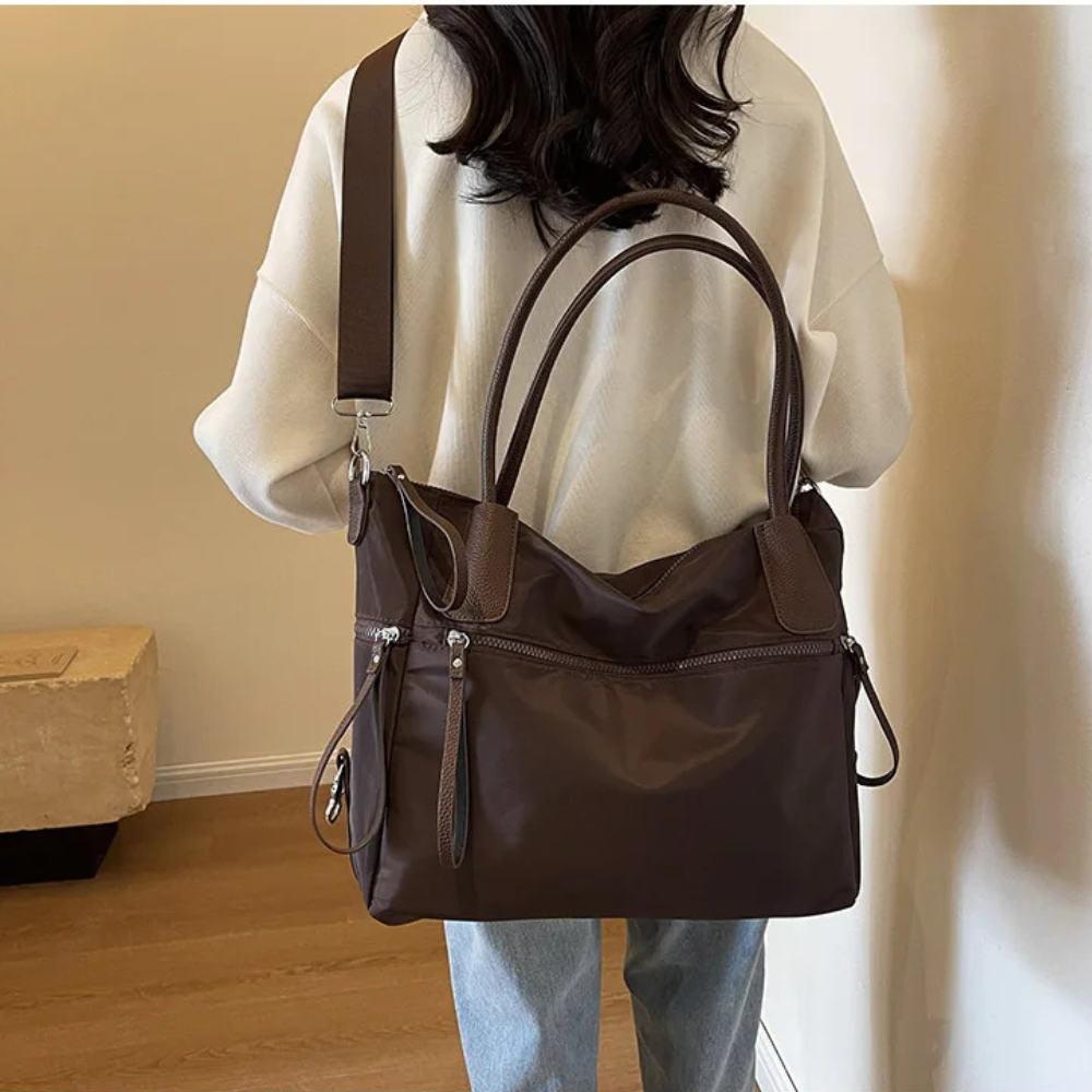 Thermabuild | Brown Nylon Tote Bag for School – Warm & Durable