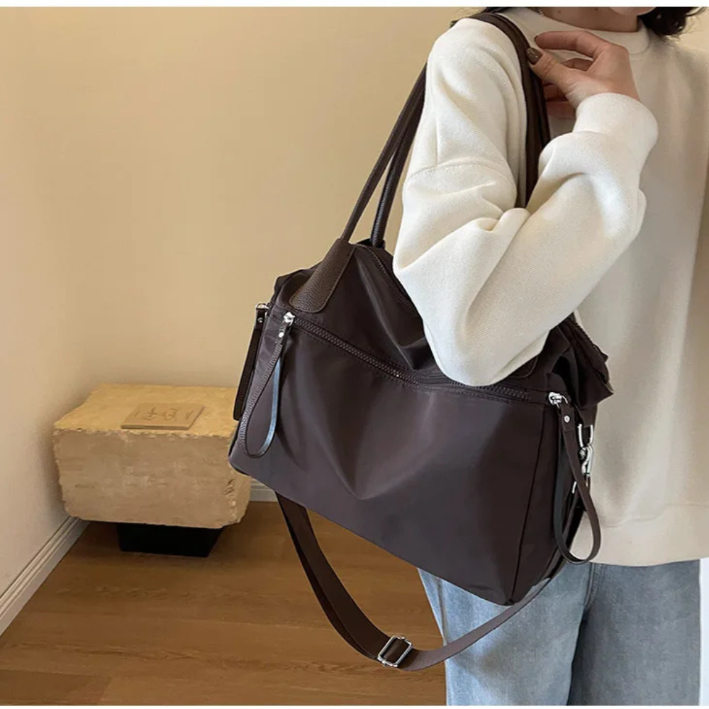 Thermabuild | Brown Nylon Tote Bag for School – Warm & Durable