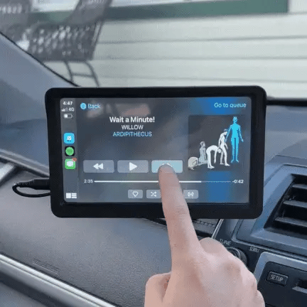 Thermabuild | Wireless Apple CarPlay and Android Auto Portable Touchscreen Display for Universal Vehicles - Dashboard Mounted Car Multimedia Player with Bluetooth and Dashcam