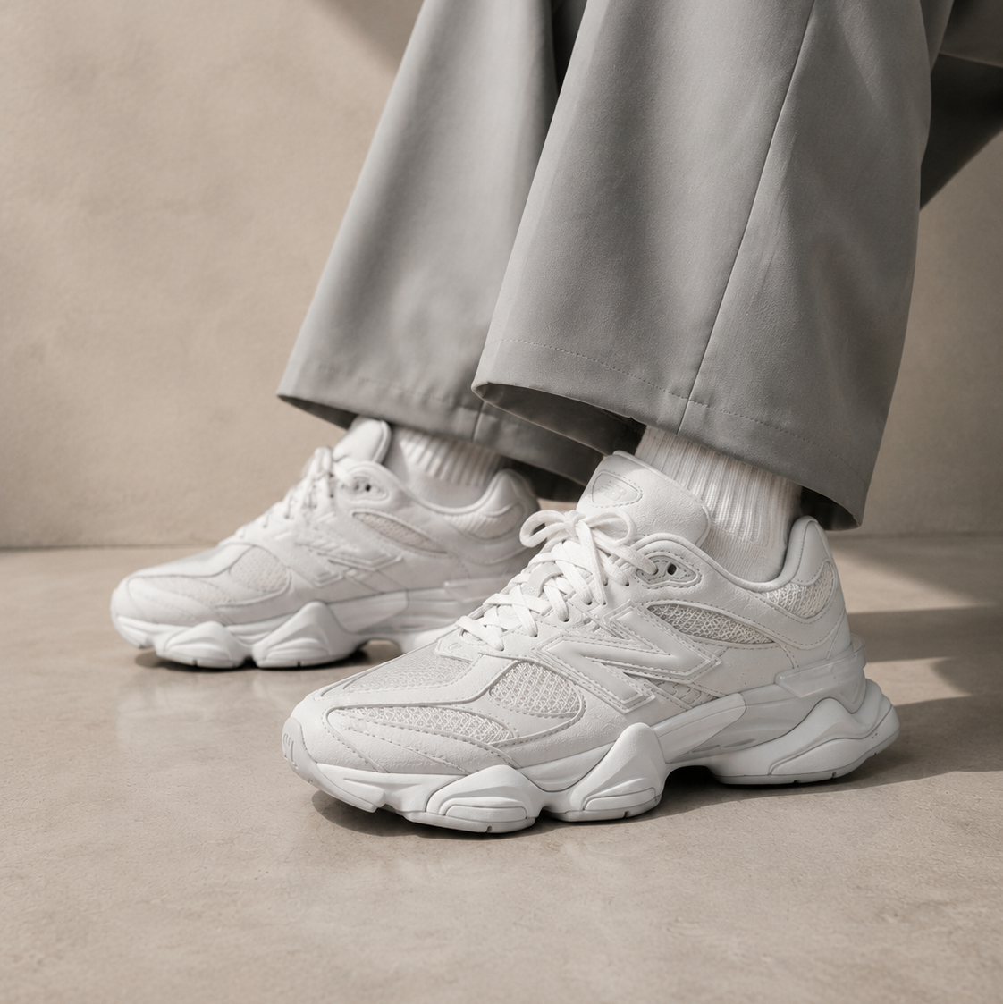 New Balance 9060 Monochrome White Men’s and Women’s