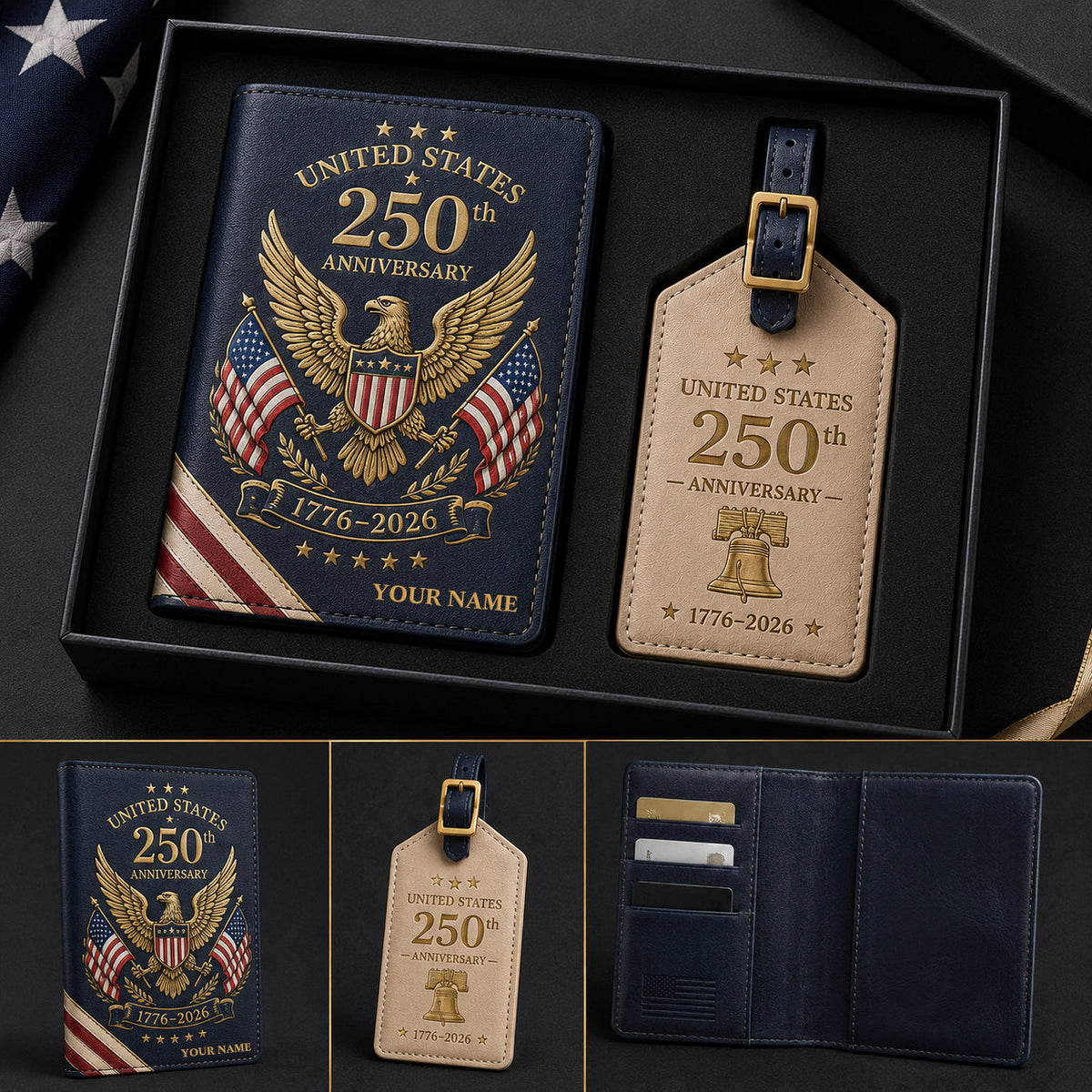 Thermabuild | USA 250th Anniversary Passport Cover & Luggage Tag Gift Set
