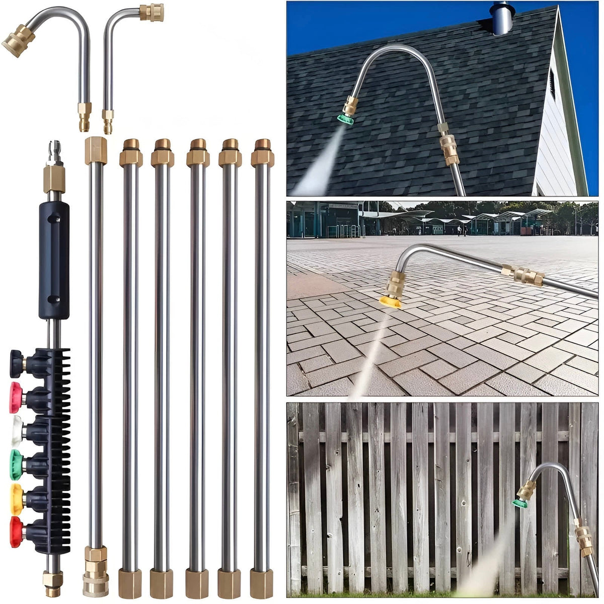 Thermabuild | 4000 PSI Telescoping High Pressure Power Washer Extension Wands For Gutter & Roof Drainage & Walls Cleaning