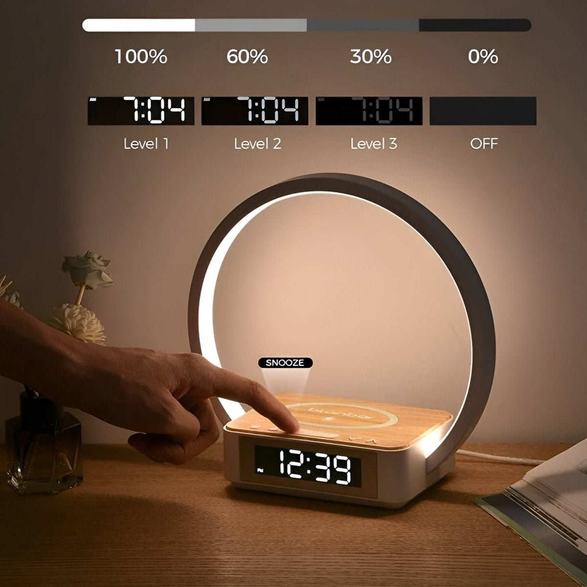 Thermabuild | 3-in-1 Table Lamp – Wireless Charging, Alarm Clock & Touch Control