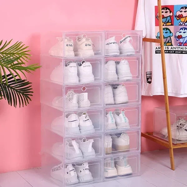 Thermabuild | 6pcs Clear Shoe Box Stackable Plastic Organizer