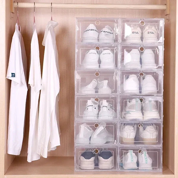 Thermabuild | 6pcs Clear Shoe Box Stackable Plastic Organizer