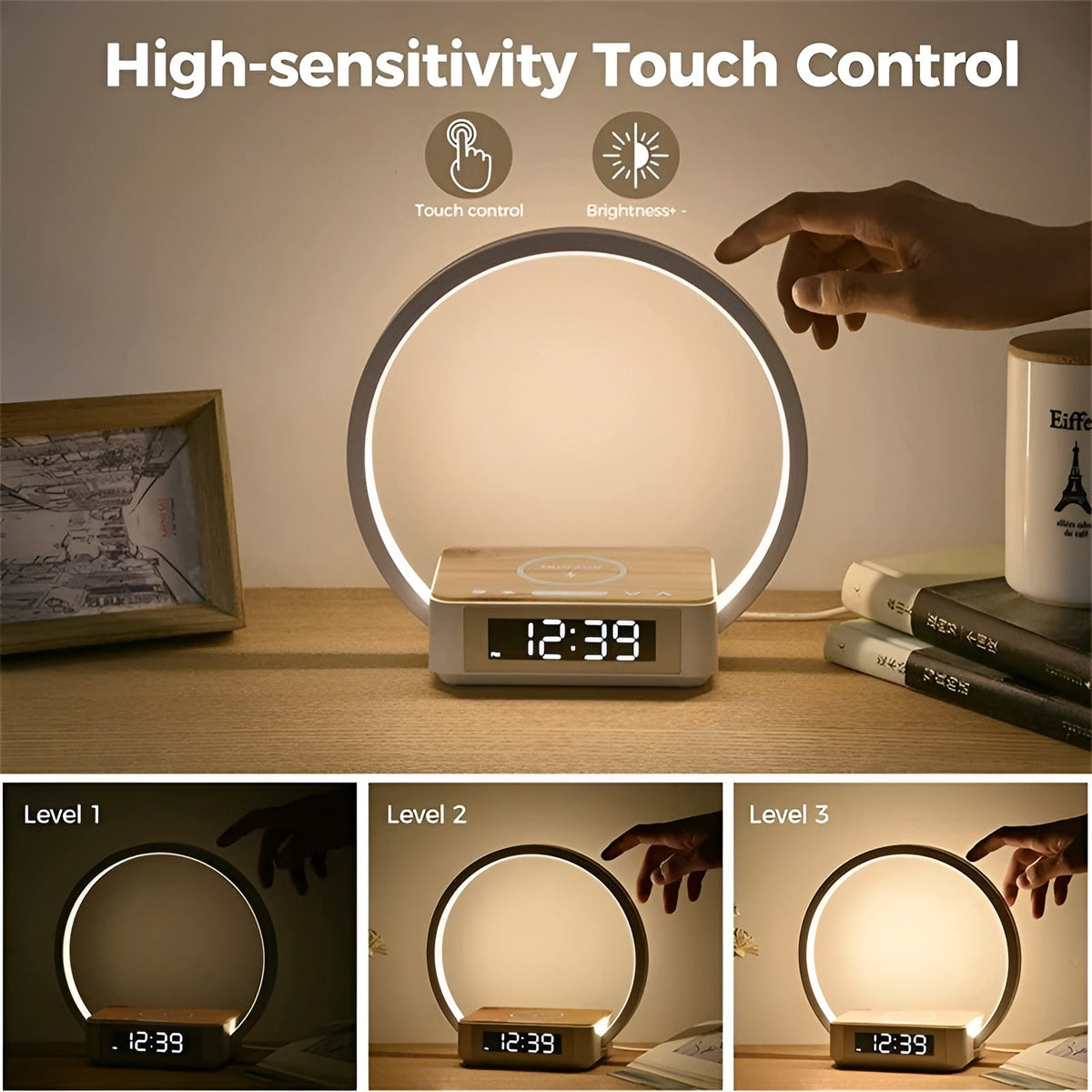 Thermabuild | 3-in-1 Table Lamp – Wireless Charging, Alarm Clock & Touch Control
