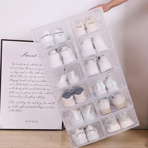 Thermabuild | 6pcs Clear Shoe Box Stackable Plastic Organizer