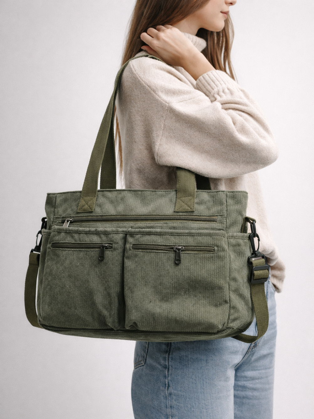Thermabuild | Green Corduroy Tote Bag for University