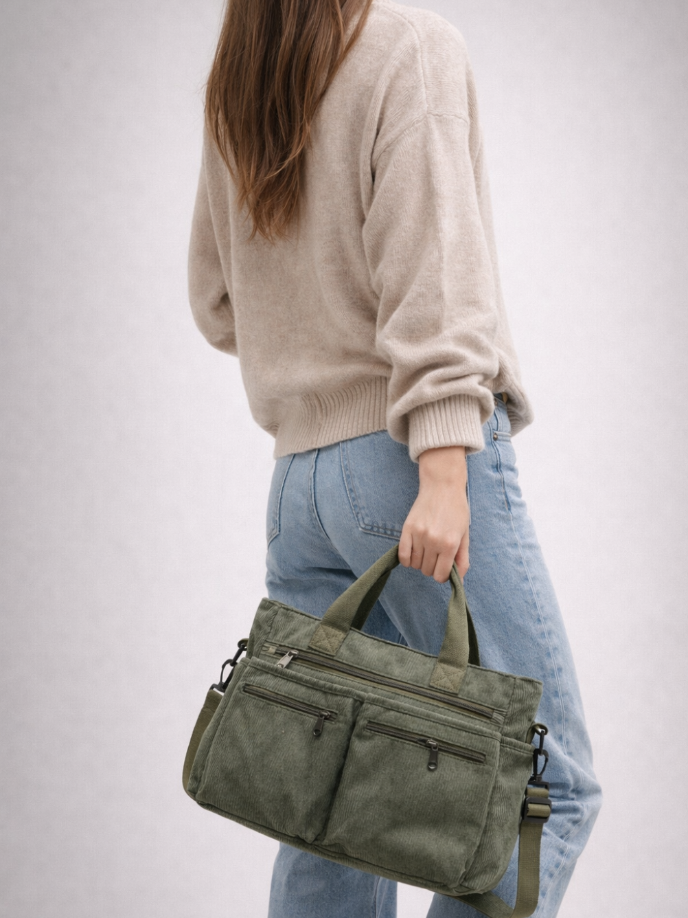 Thermabuild | Green Corduroy Tote Bag for University