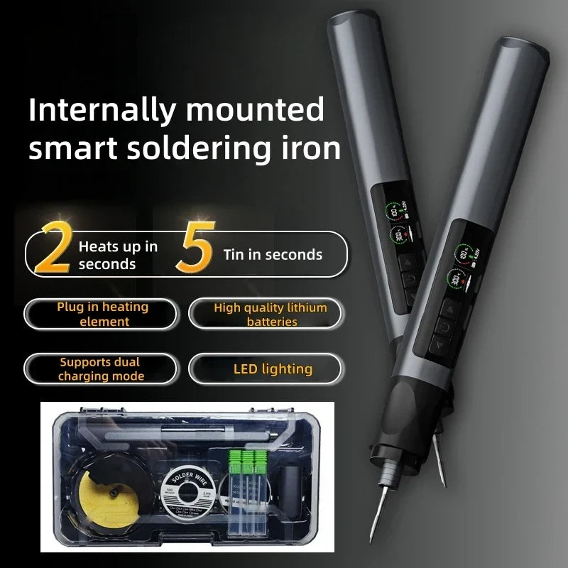 Thermabuild | Portable USB Wireless Soldering Iron with OLED Digital Display - 1900mAh Lithium Battery Power Tool Set for Electronics Repair - Temperature Range 180-480°C