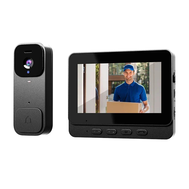 Thermabuild | Smart Video Doorbell with Touch Display and APP Control - Wireless Home Security Camera with Magic Voice Changer and USB Power - ABS Material
