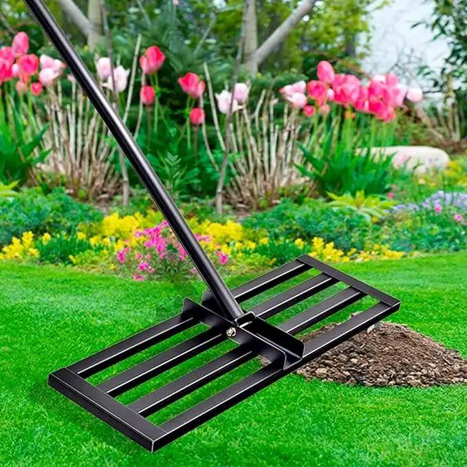 Thermabuild | Lawn Leveling Rake with Long Handle - High Strength Steel Soil Leveler for Yard Maintenance and Organic Fertilizer Sanding - Unisex