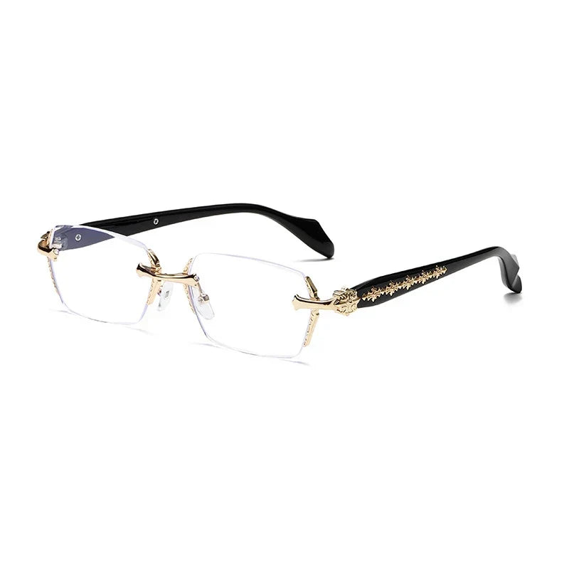 Thermabuild | Unisex Rimless Square Reading Glasses - Blue Light Blocking Lightweight Metal Frame Eyeglasses for Men and Women - Presbyopia Corrective Lenses