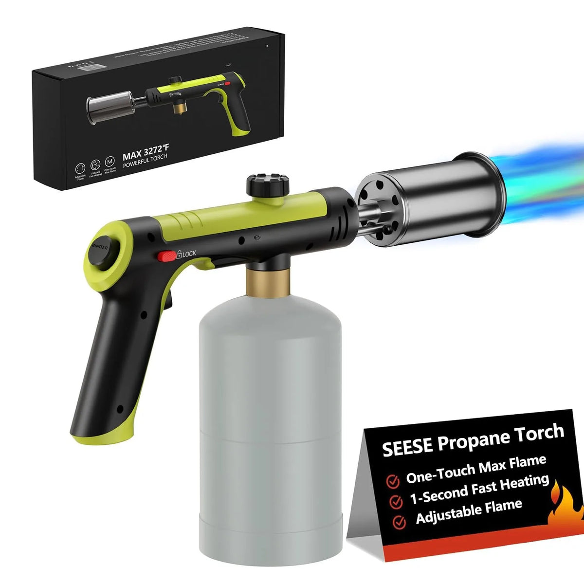 Thermabuild | Propane Torch Head with Adjustable Flame and Built-in Igniter - Aluminum Kitchen Blow Torch Gun for Cooking, Camping, and Charcoal Grilling