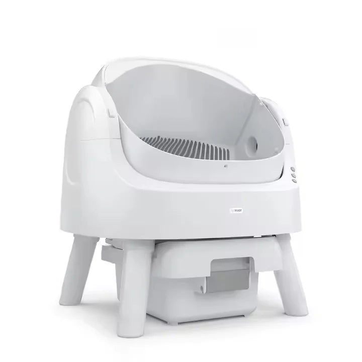 Thermabuild | Extra Large Enclosed Cat Litter Box with 65L Capacity - Stainless Steel and Splash-Proof Plastic Pet Toilet with Drawer for Easy Cleaning - Grey