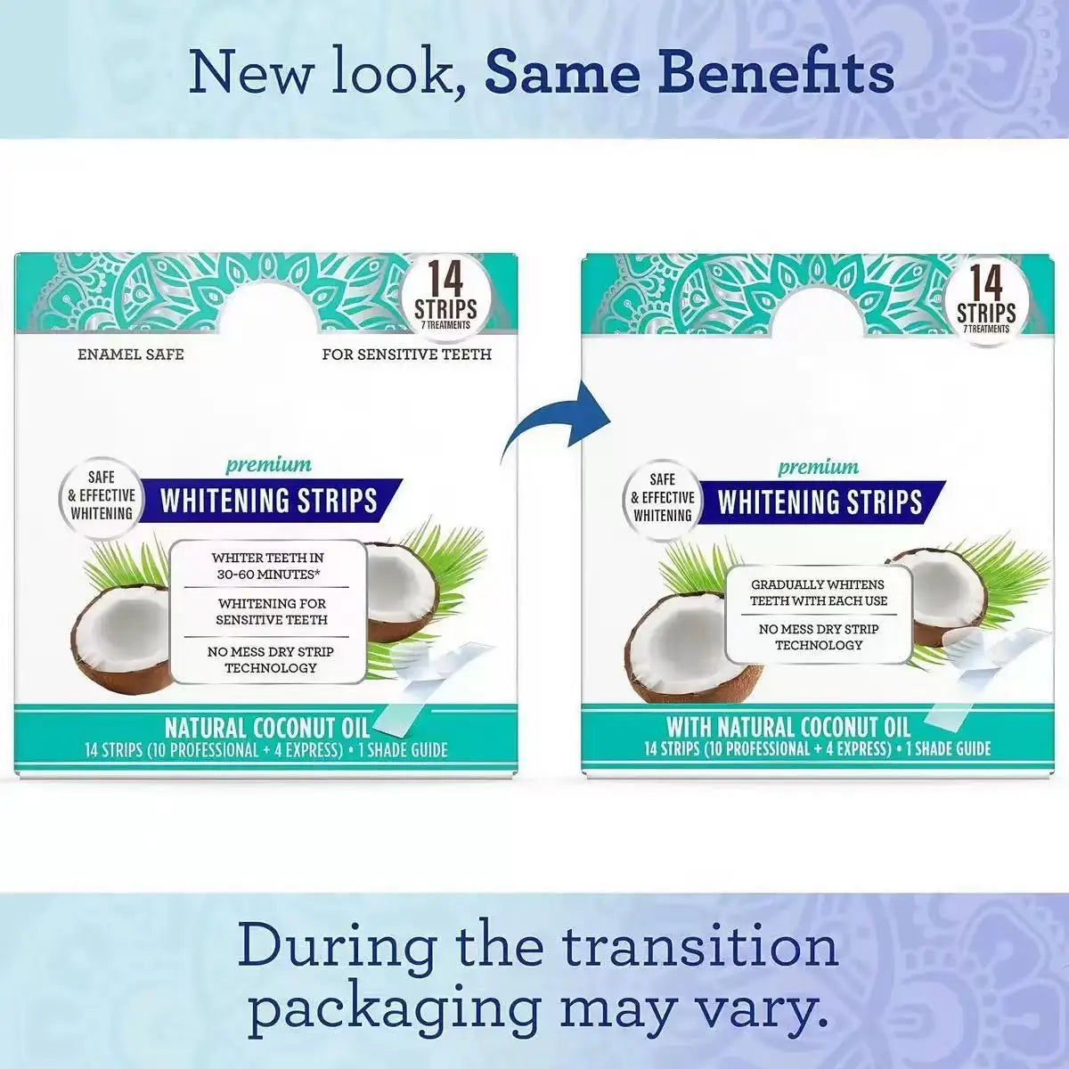 Thermabuild | Professional Teeth Whitening Strips with Coconut Oil for Adults - Mint Flavor Non-Slip Dry Strip Technology - 14 Strips for 7 Daily Treatments