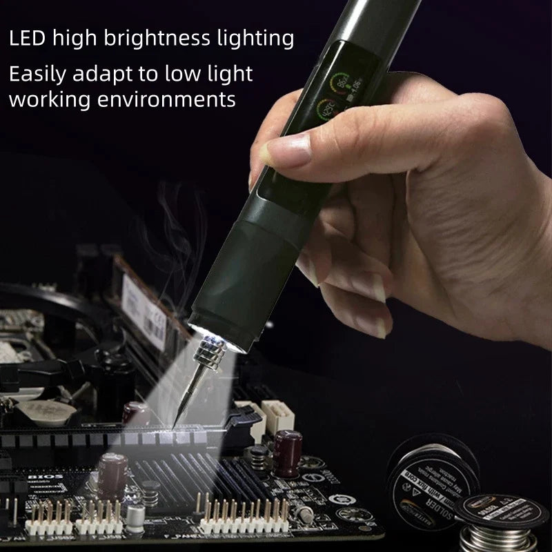 Thermabuild | Portable USB Wireless Soldering Iron with OLED Digital Display - 1900mAh Lithium Battery Power Tool Set for Electronics Repair - Temperature Range 180-480°C