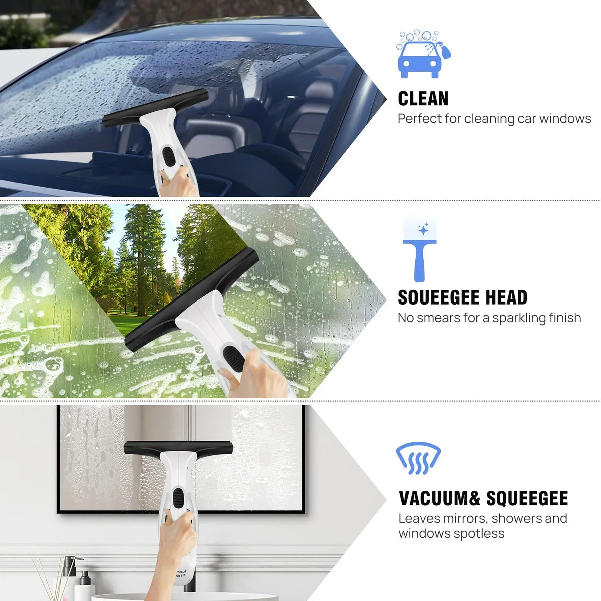 Thermabuild | Handheld Electric Window Cleaner and Vacuum Mop - Portable 2-in-1 Glass Squeegee with Water Spray and Suction for Household and Outdoor Use - Unisex