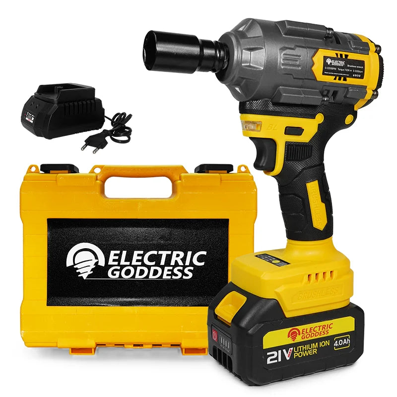 Thermabuild | Industrial Brushless Electric Impact Wrench 1/2 Inch Drive - 700Nm High Torque 21V Cordless Power Tool with 3000RPM for Automotive