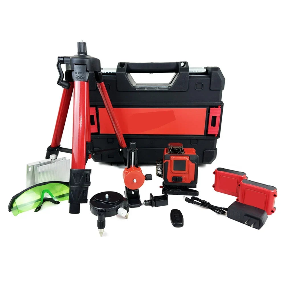 Thermabuild | 16 Line Green Laser Level Kit with Electronic Self-Leveling - Industrial Rechargeable Lithium Battery Power Tool with Remote Control - IP65