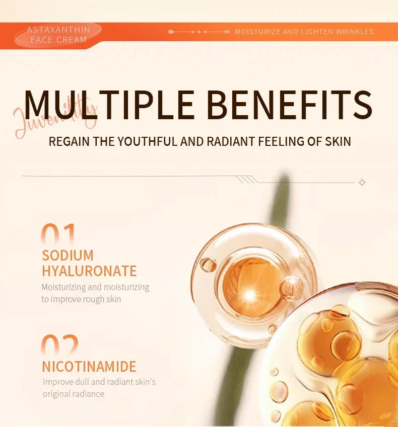 Thermabuild | Astaxanthin and Niacinamide Anti-Wrinkle Face Cream for Women - Rejuvenating Facial Serum Moisturizer for Improved Skin Texture and Tone - 80g
