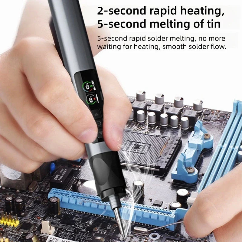 Thermabuild | Portable USB Wireless Soldering Iron with OLED Digital Display - 1900mAh Lithium Battery Power Tool Set for Electronics Repair - Temperature Range 180-480°C