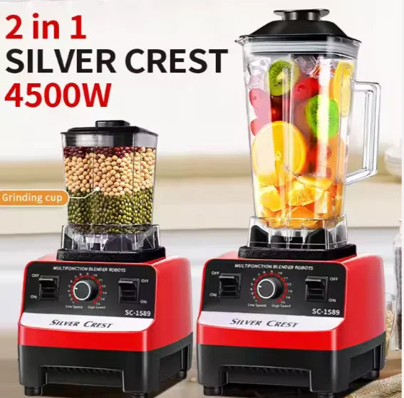 Thermabuild | Heavy Duty High Power Electric Blender and Juicer - 4500W Professional Food Mixer with 2L Plastic Container - 15 Speed Settings for Home and Commercial Use