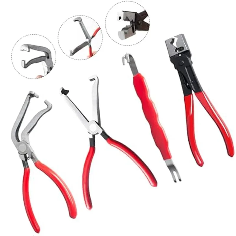 Thermabuild | 4-Piece Electrical Disconnect Pliers Set for Automotive Wiring and Car Body Dent Repair - Universal Fitment Heavy Duty Repair Tool Kit with Soft Case