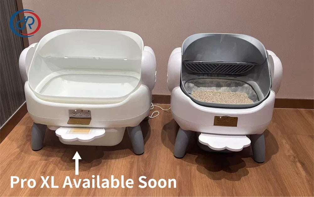 Thermabuild | Large Automatic Self-Cleaning Cat Litter Box with Smart App Control - Open Top Pet Toilet with Radar Safety Sensors and Detachable Step - Gray