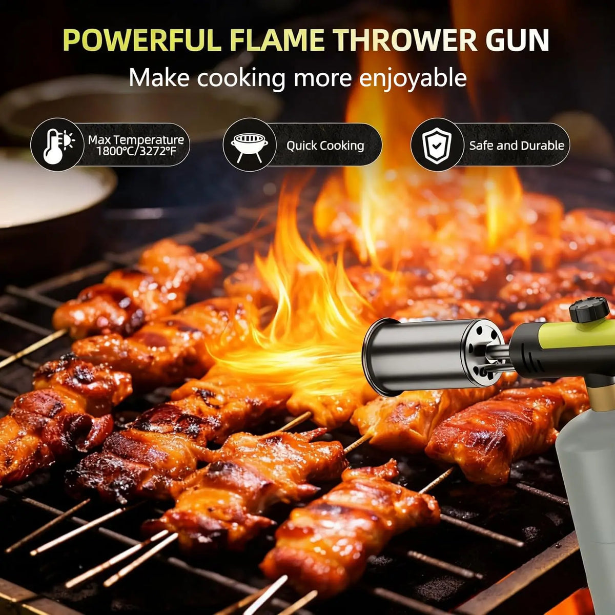Thermabuild | Propane Torch Head with Adjustable Flame and Built-in Igniter - Aluminum Kitchen Blow Torch Gun for Cooking, Camping, and Charcoal Grilling