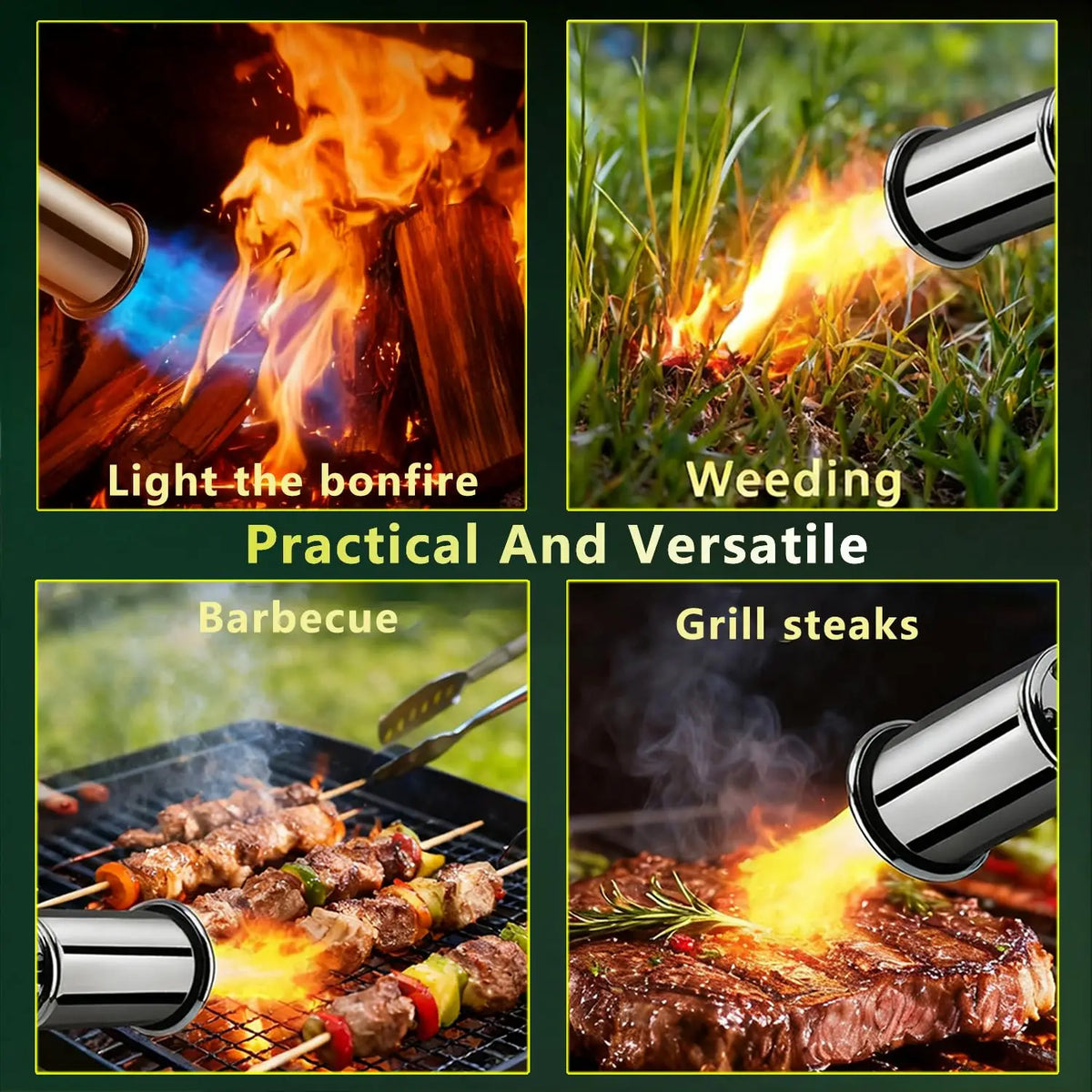 Thermabuild | Propane Torch Head with Adjustable Flame and Built-in Igniter - Aluminum Kitchen Blow Torch Gun for Cooking, Camping, and Charcoal Grilling