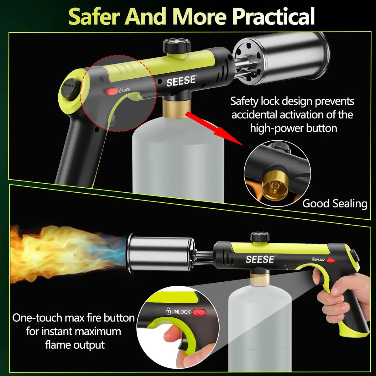 Thermabuild | Propane Torch Head with Adjustable Flame and Built-in Igniter - Aluminum Kitchen Blow Torch Gun for Cooking, Camping, and Charcoal Grilling