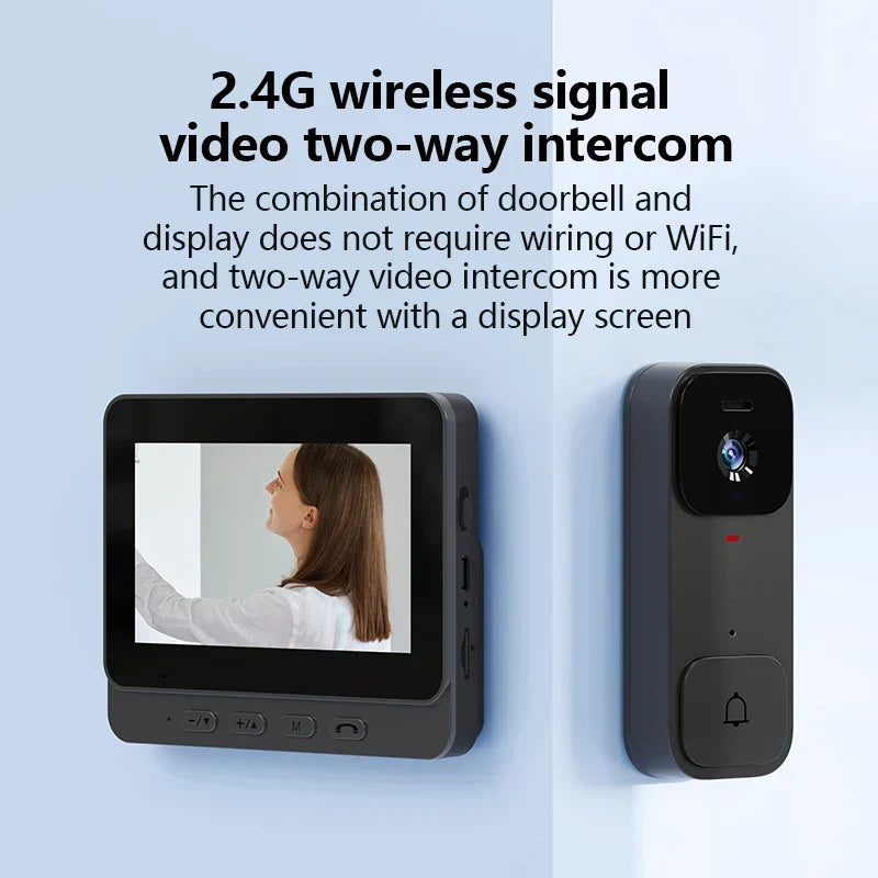 Thermabuild | Smart Video Doorbell with Touch Display and APP Control - Wireless Home Security Camera with Magic Voice Changer and USB Power - ABS Material