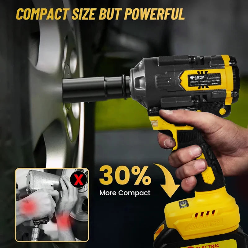 Thermabuild | Industrial Brushless Electric Impact Wrench 1/2 Inch Drive - 700Nm High Torque 21V Cordless Power Tool with 3000RPM for Automotive