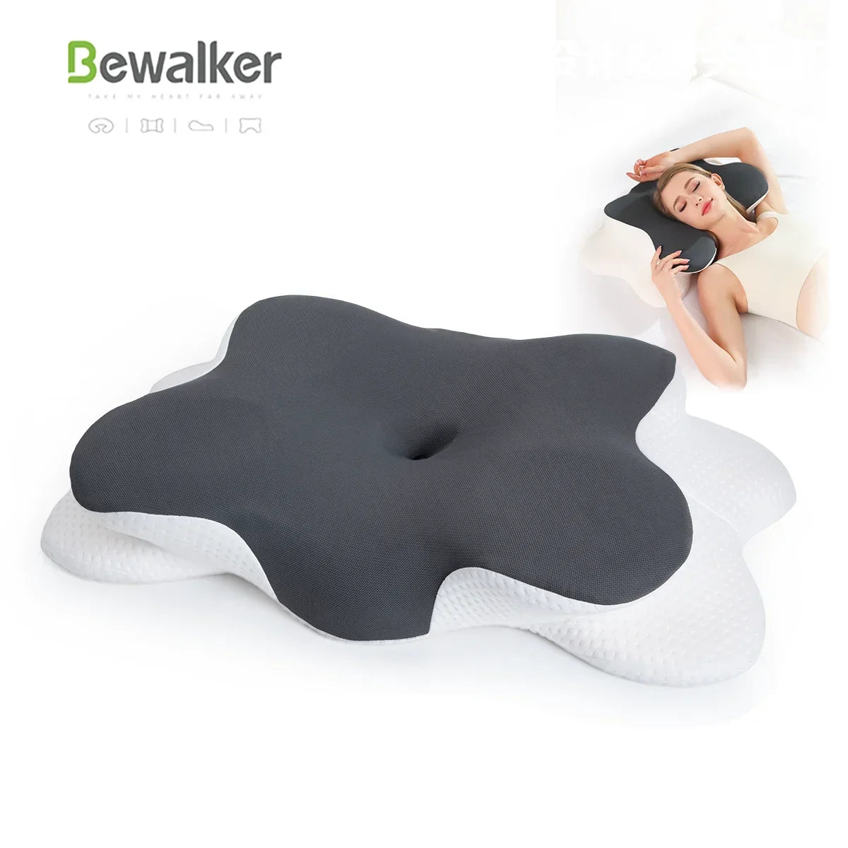 Thermabuild | Orthopedic Memory Foam Butterfly Sleep Pillow - Ergonomic Contour Neck Support for Side and Back Sleepers - Breathable Bed Pillow for Adults