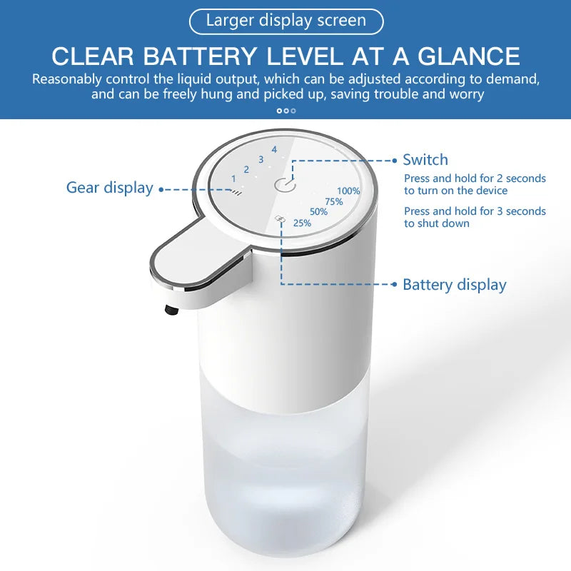 Thermabuild | Touchless Automatic Foam Soap Dispenser with 400ml Transparent Tank - Rechargeable Lithium Battery Powered Hands Free Pump for Household Use