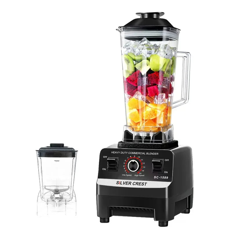 Thermabuild | Heavy Duty High Power Electric Blender and Juicer - 4500W Professional Food Mixer with 2L Plastic Container - 15 Speed Settings for Home and Commercial Use