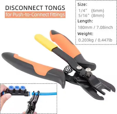 Thermabuild | Push to Connect Disconnect Tong Tool - Carbon Steel Plumbing Pliers with 90° Serrated Jaws for Metric and Imperial Pipe Fittings - Unisex