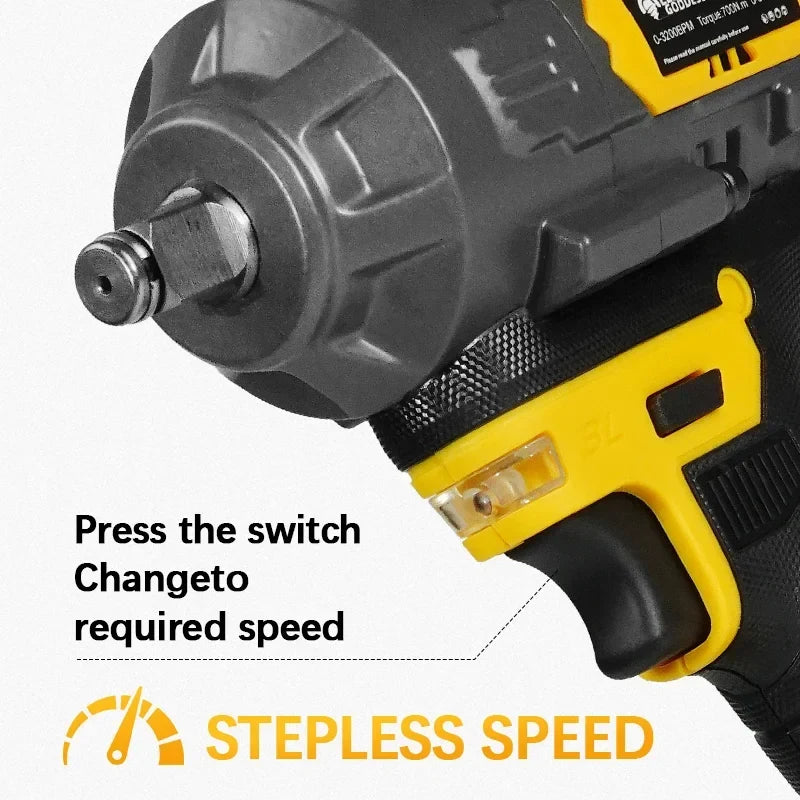Thermabuild | Industrial Brushless Electric Impact Wrench 1/2 Inch Drive - 700Nm High Torque 21V Cordless Power Tool with 3000RPM for Automotive