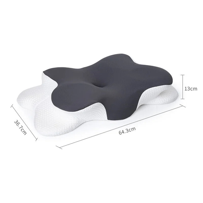 Thermabuild | Orthopedic Memory Foam Butterfly Sleep Pillow - Ergonomic Contour Neck Support for Side and Back Sleepers - Breathable Bed Pillow for Adults