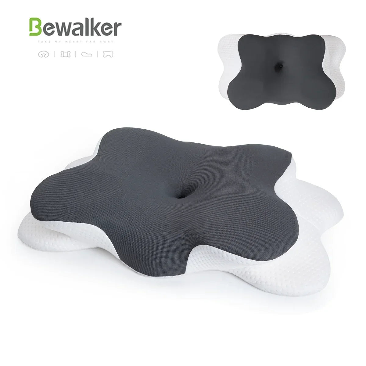 Thermabuild | Orthopedic Memory Foam Butterfly Sleep Pillow - Ergonomic Contour Neck Support for Side and Back Sleepers - Breathable Bed Pillow for Adults