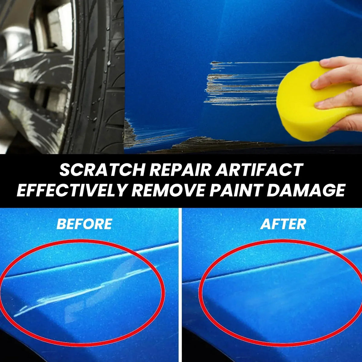 Thermabuild | Car Scratch Remover Wax and Paint Repair Kit with Sponge and Towel - Professional Polishing Compound for Scratches, Swirl Marks, and Scuffs