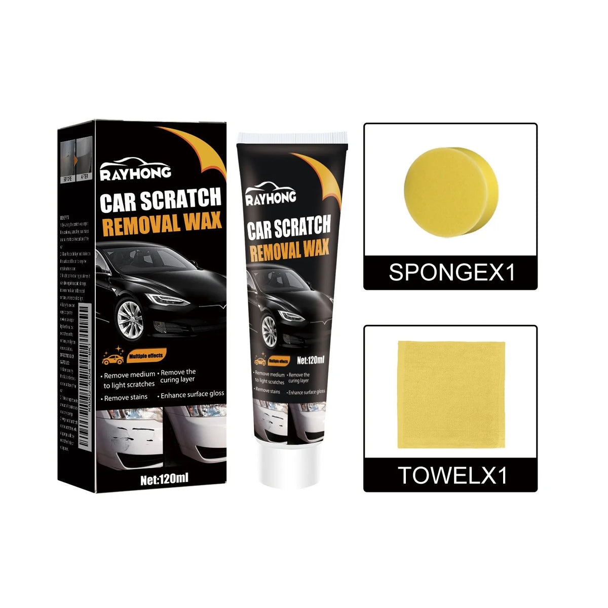 Thermabuild | Car Scratch Remover Wax and Paint Repair Kit with Sponge and Towel - Professional Polishing Compound for Scratches, Swirl Marks, and Scuffs