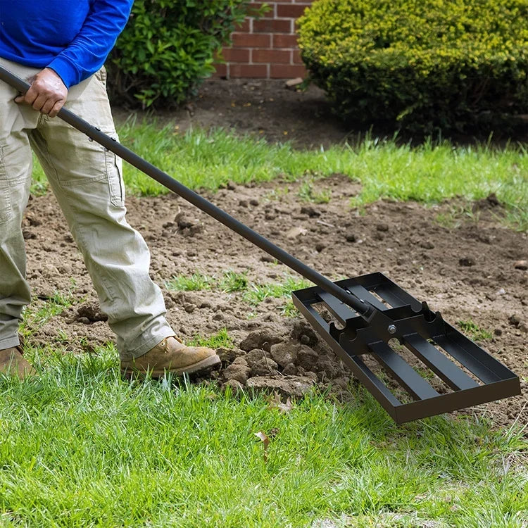 Thermabuild | Lawn Leveling Rake with Long Handle - High Strength Steel Soil Leveler for Yard Maintenance and Organic Fertilizer Sanding - Unisex
