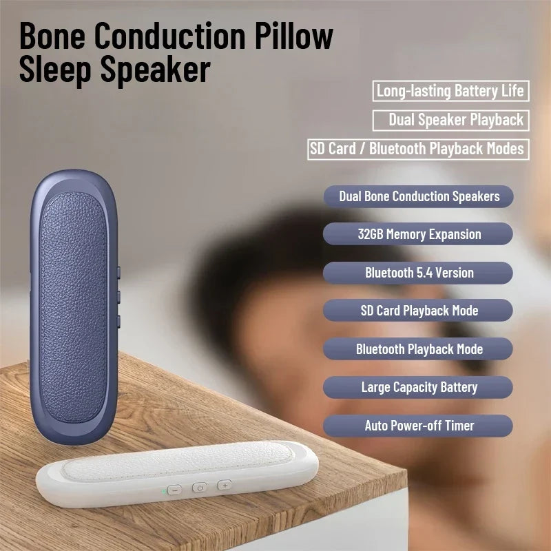 Thermabuild | Dual Bone Conduction White Noise Speaker for Sleep - Bluetooth 5.4 Wireless Rechargeable Sound Machine with 32GB Memory Expansion - Portable