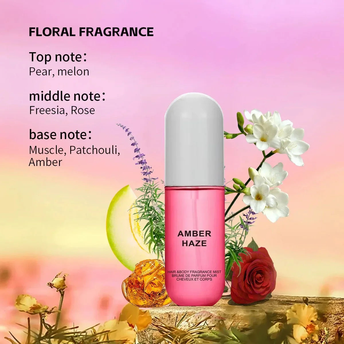 Thermabuild | Lemon and Flower Fragrance Body Mist for Women - Alcohol-Free Fruity and Floral Scented Perfume Spray - Deodorizing Daily Use Fragrance - 50ml