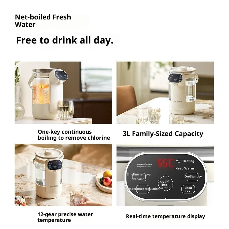 Thermabuild | Electric Glass Kettle with Digital Temperature Control and 3.0L Capacity - Automatic Shut-Off Hot Water Boiler with Stay-Warm Insulation