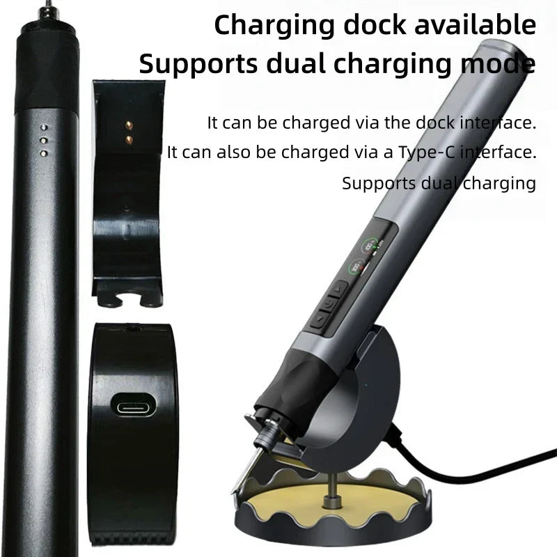Thermabuild | Portable USB Wireless Soldering Iron with OLED Digital Display - 1900mAh Lithium Battery Power Tool Set for Electronics Repair - Temperature Range 180-480°C
