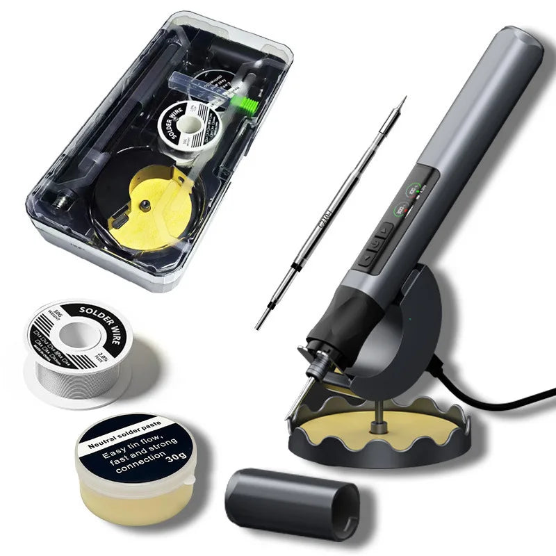 Thermabuild | Portable USB Wireless Soldering Iron with OLED Digital Display - 1900mAh Lithium Battery Power Tool Set for Electronics Repair - Temperature Range 180-480°C